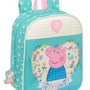MOCHILA GUARDERIA ADAPTABLE CARRO PEPPA PIG PRETTY FLOWERS 22x27x10cm