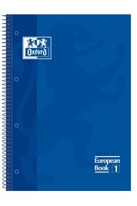 cuaderno espiral europeanbook1 azul a4 80h 90g. cuadricula 5x5mm microperforado