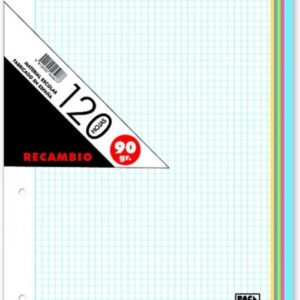 RECAMBIO A4 120H 4 TALADROS 90G CUAD.5X5 + GRECA DE 4 COLORES