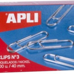 Caixa 100 clips niquelats 40mm nº3 Apli