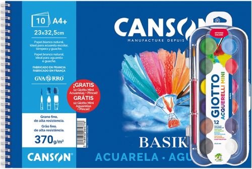 Bloc de dibuix espiral Basik aquarel·la i tempera A4+ 370g Canson Bloc de dibuix espiral Basik aquarel·la i tempera A4+ 370g Canson