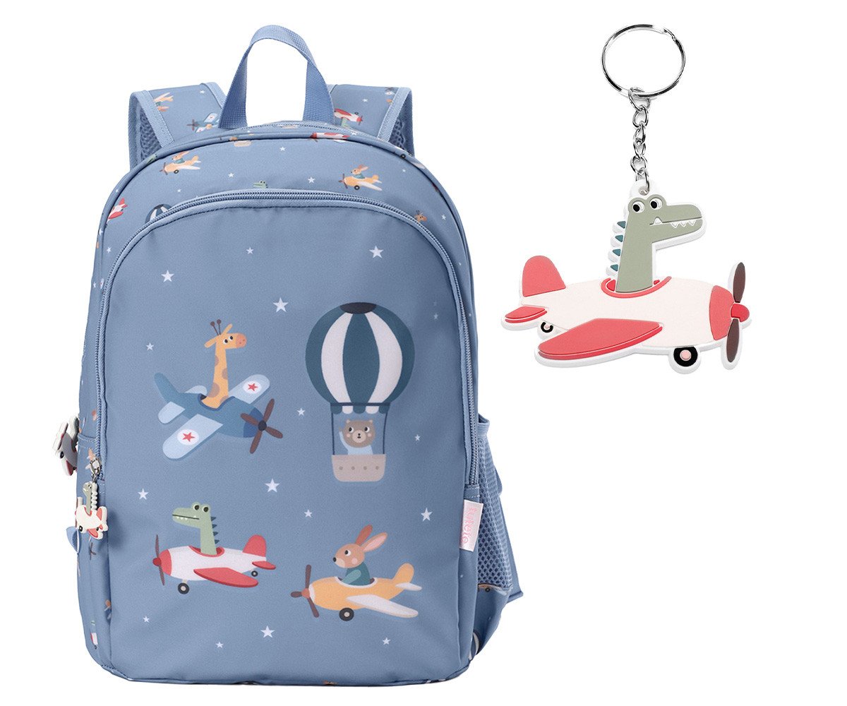 Mochila Mediana Planes + Llavero Personalizable Tutete