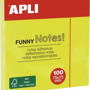 Bloc 100 notes adhesives 75x75mm groc brillant Apli