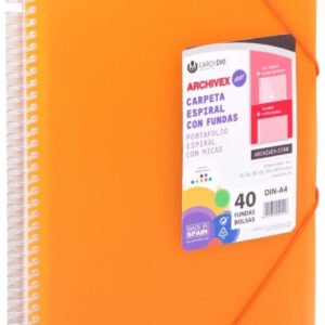 Carpeta 50 fundes A4 espiral Archivex Star taronja Carchivo